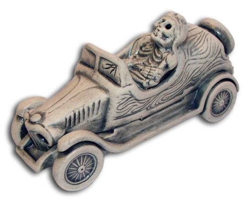 Autó csontváz vezetővel kerámia dekoráció