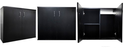 LENO 8035D Szögletes kétajtós akvárium bútor 80x35x70cm - Fekete