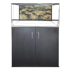   KONI terrárium szett 60x30x30 cm – Fekete kétajtós bútorral és 3D beépített Repti-Zoo háttérrel