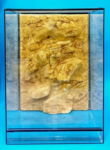 KONI álló terrárium 65x50x90 cm 3D szikla háttérrel - Sárga háttérszín