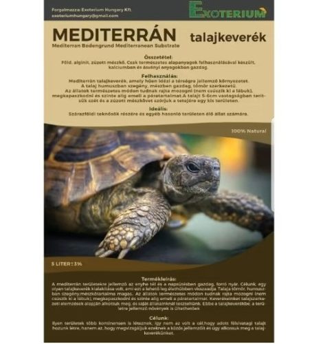 Exoterium mediterrán teknősföld 5 literes kiszerelésben szárazföldi teknősöknek