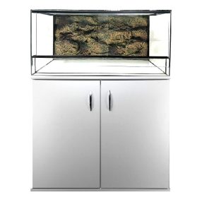   KONI terrárium szett 60x30x30 cm – Fehér kétajtós bútorral és 3D beépített Repti-Zoo háttérrel