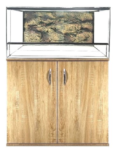 KONI terrárium szett 60x30x30 cm – Sonoma kétajtós bútorral és 3D beépített Repti-Zoo háttérrel