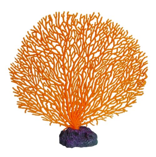 Legyezőkorall akvárium dekoráció narancssárga