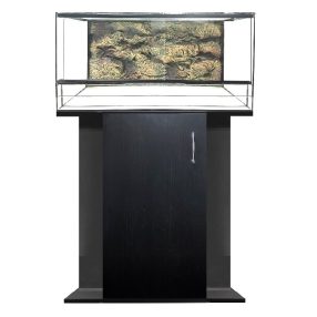   KONI terrárium szett 60x30x30 cm – Fekete egyajtós bútorral és 3D beépített Repti-Zoo háttérrel