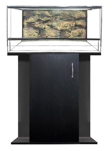 KONI terrárium szett 60x30x30 cm – Fekete egyajtós bútorral és 3D beépített Repti-Zoo háttérrel